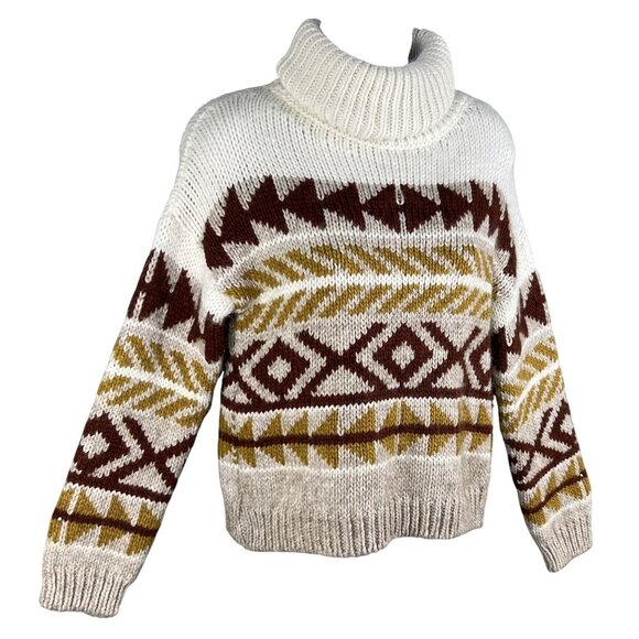 Anthropologie Elsamanda Womens S Sweater Alpaca Blend Southwestern Turtleneck - Picture 6 of 16